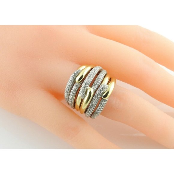 David Yurman 18K Gold Sterling Diamond Triple Loop Labyrinth Ring 7 #10708 - Picture 11 of 11